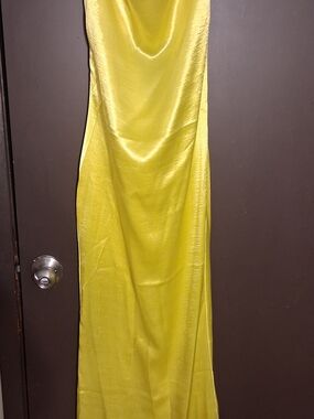 TC Satin Cowl Neck Maxi Dress in Yellow